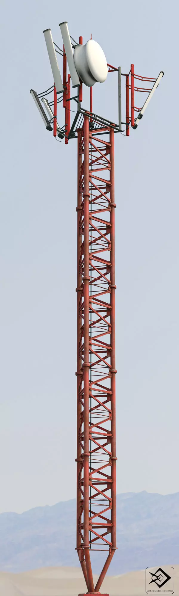 Radio Tower Low-poly 3D model_0