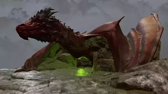 dragon on rock
