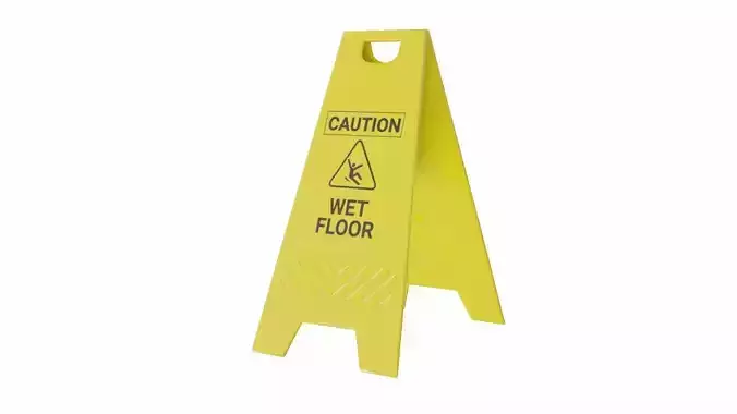 The warning sign Wet Floor Low-poly 3D model