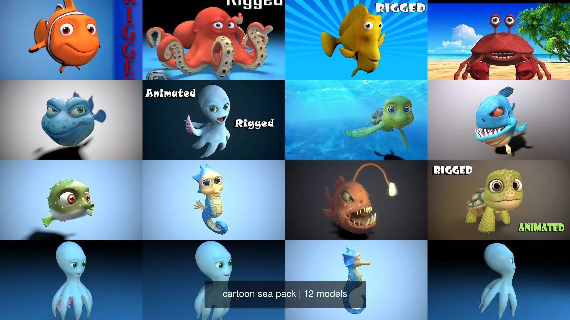 cartoon sea pack 3D Model Collection_0