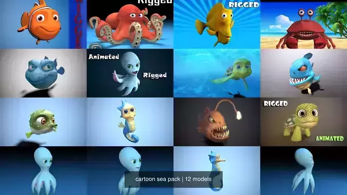 cartoon sea pack 3D Model Collection