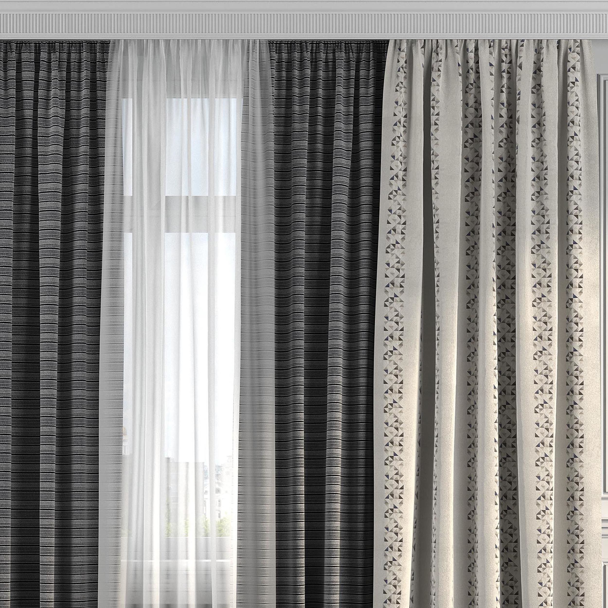 Curtain Set 233 3D model_1