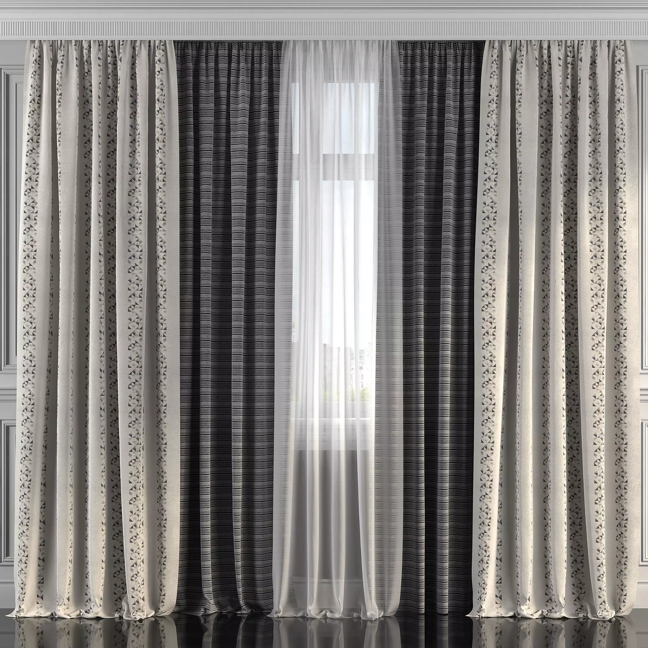 Curtain Set 233 3D model_0
