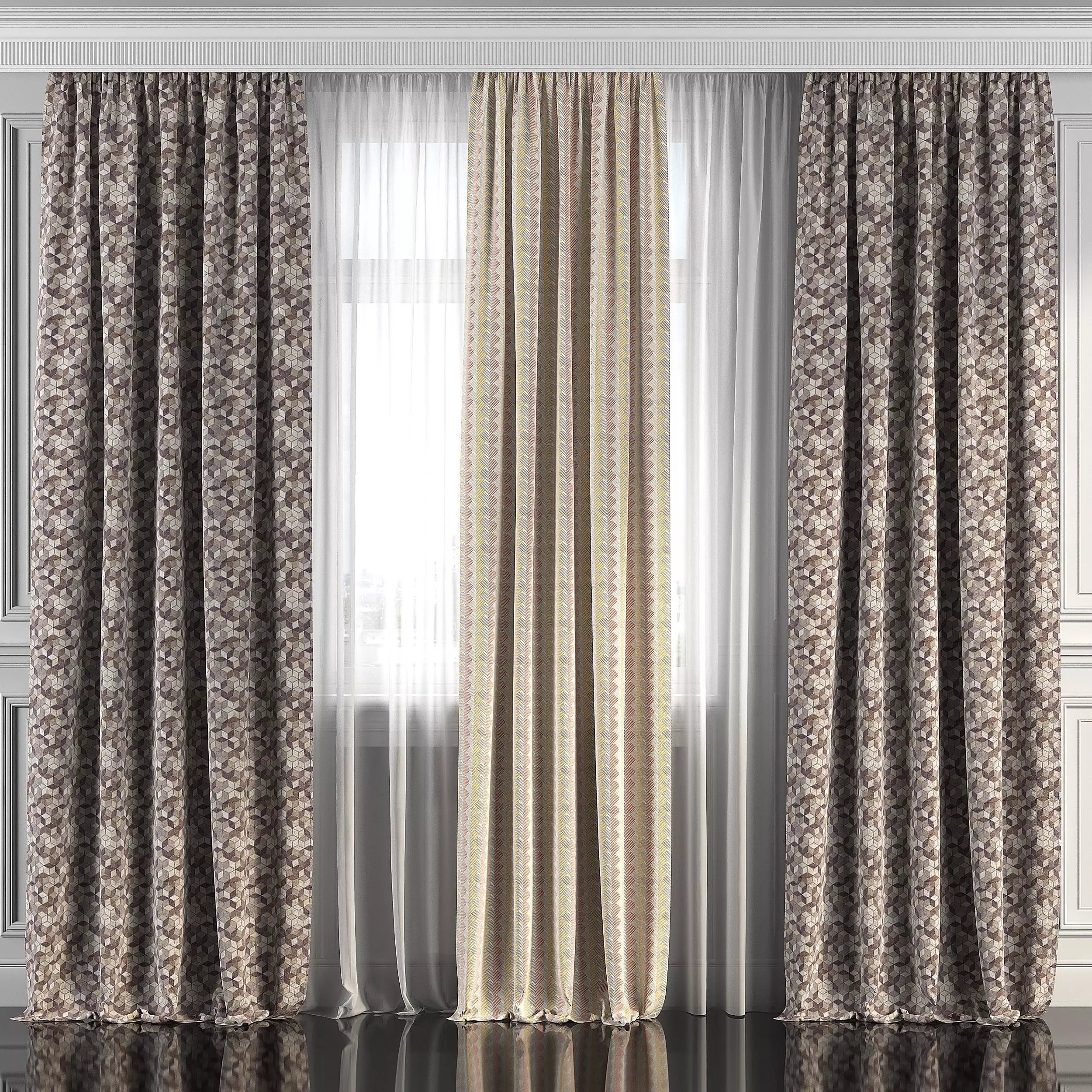 Curtain Set 235 3D model_0