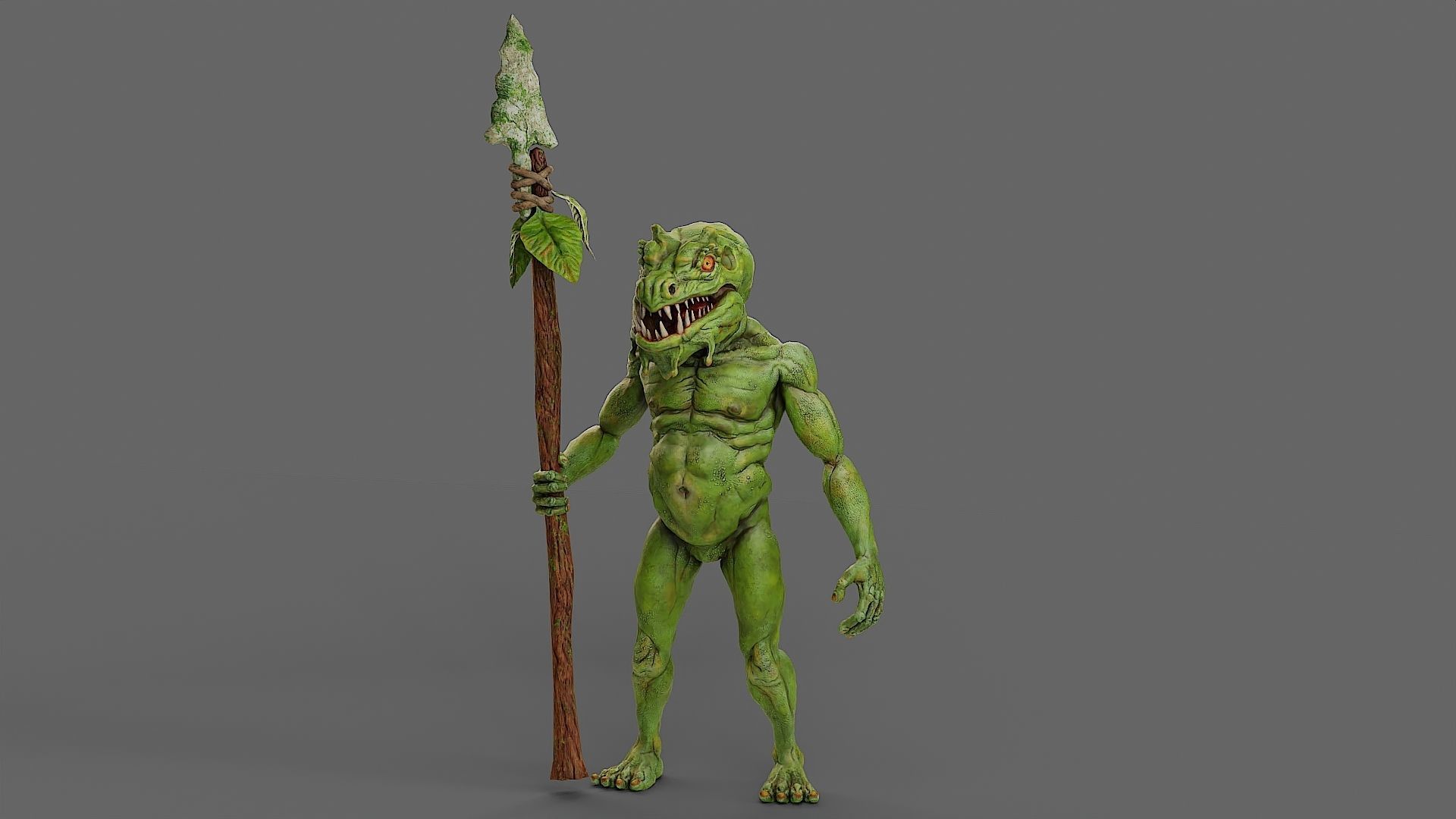 Fantasy swamp goblin character animated Low-poly 3D model_0