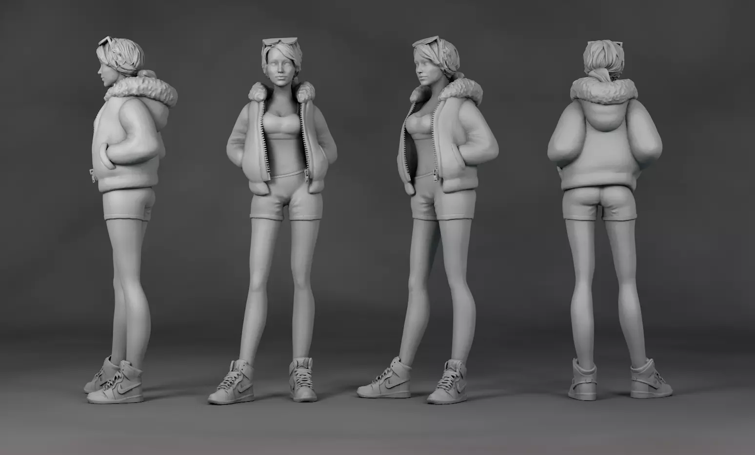 Girl Standing for 3D model_0