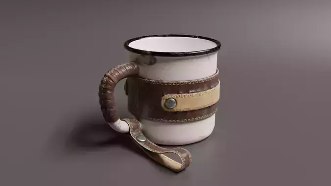 Leather Wrapped Enamel Mug