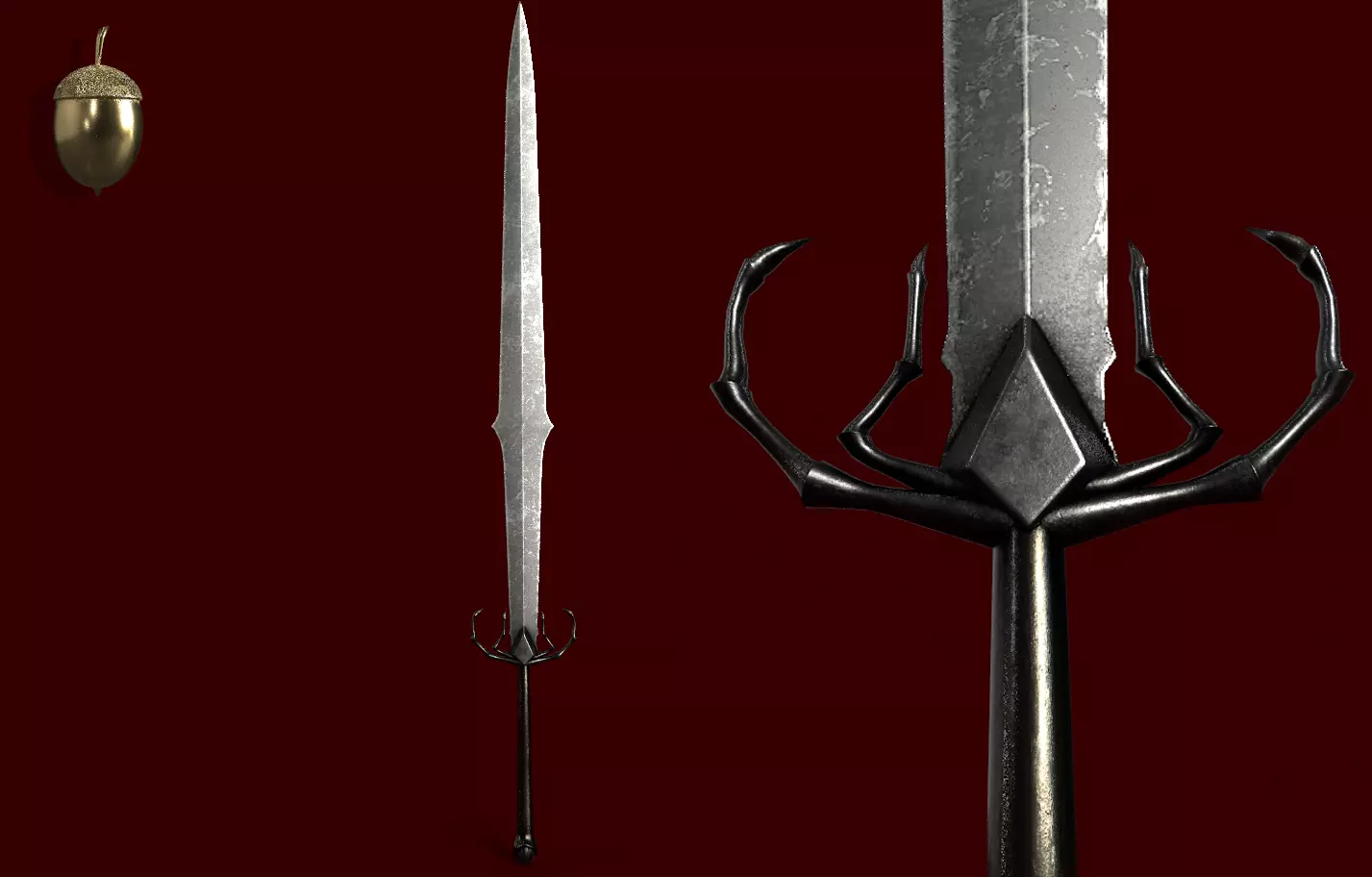 Drow Greatsword Low-poly 3D model_0