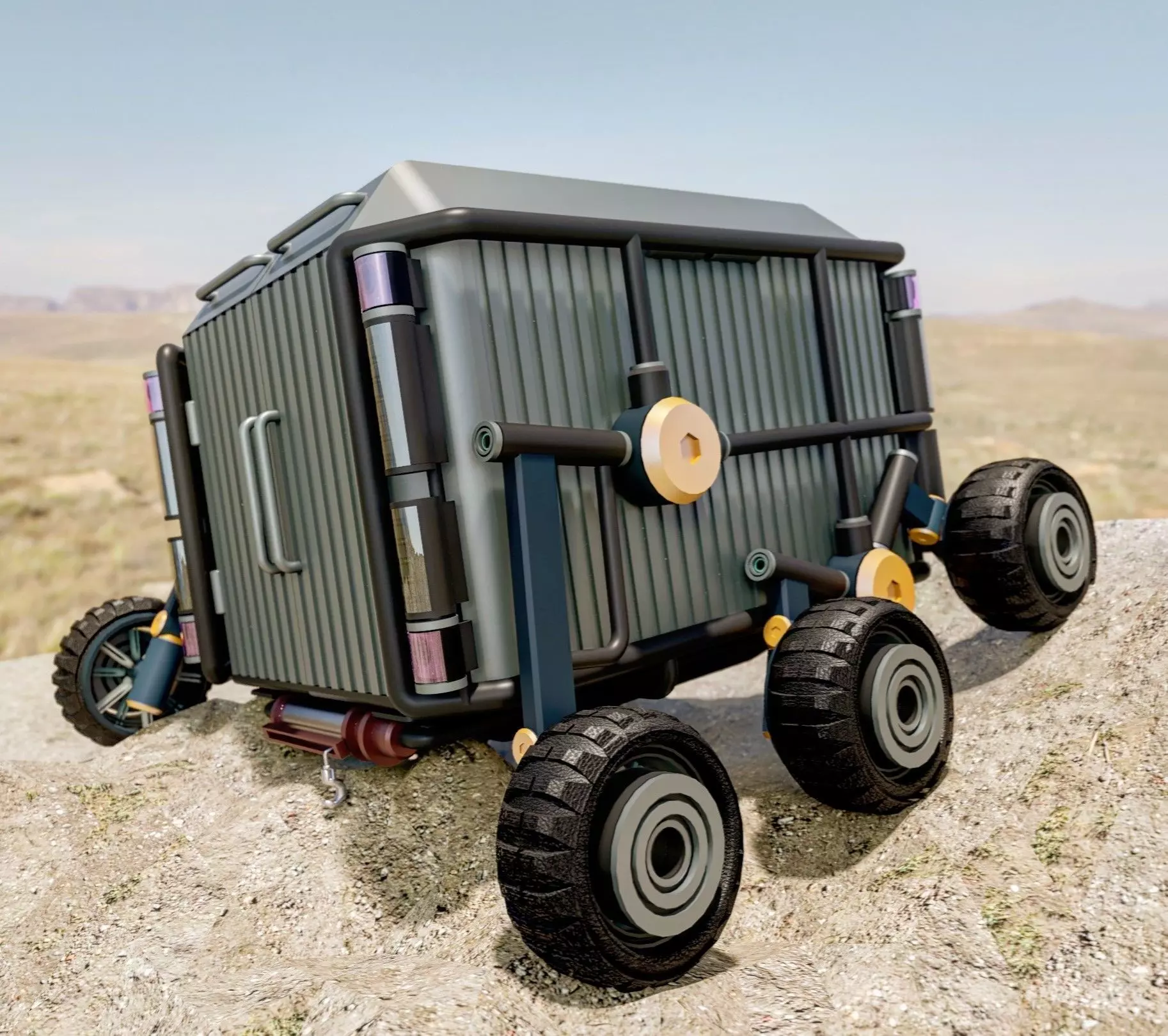 X-Plorer Concept Autonomous vehicle for space exploration Low-poly 3D model_0