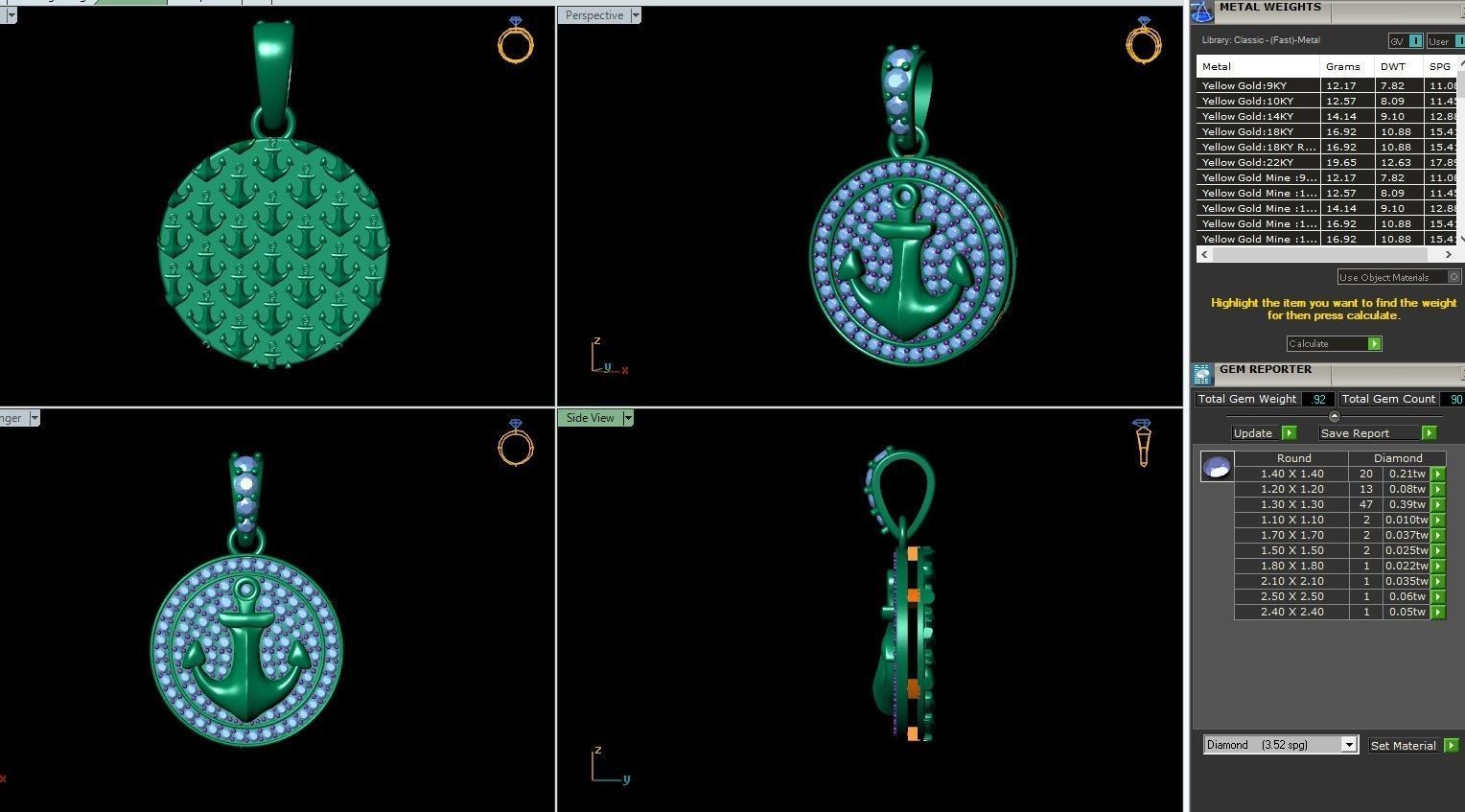 Diamond Anchor Pendant 02 3D print model_6