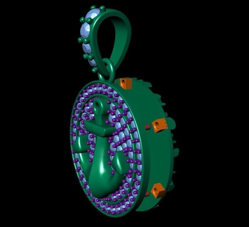 Diamond Anchor Pendant 02 3D print model_8