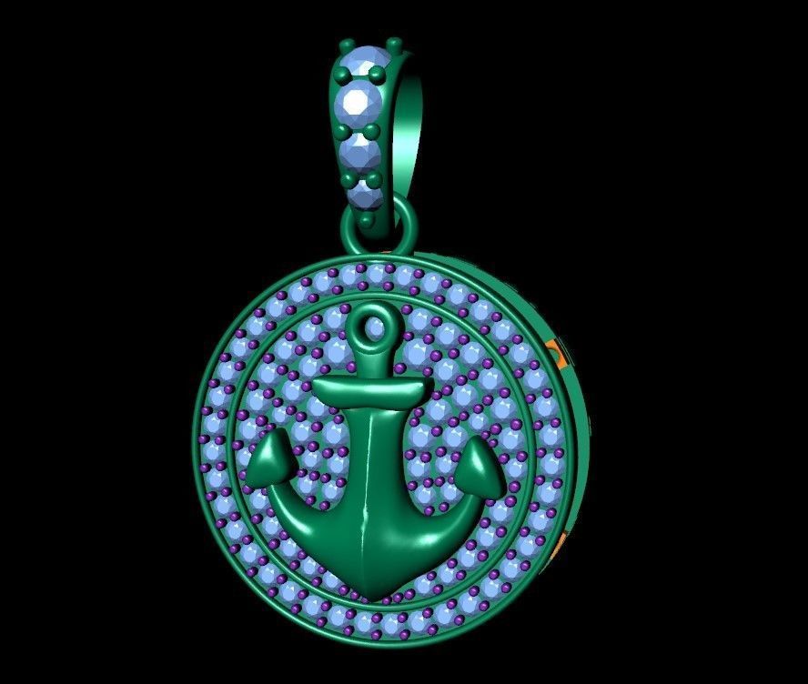 Diamond Anchor Pendant 02 3D print model_11