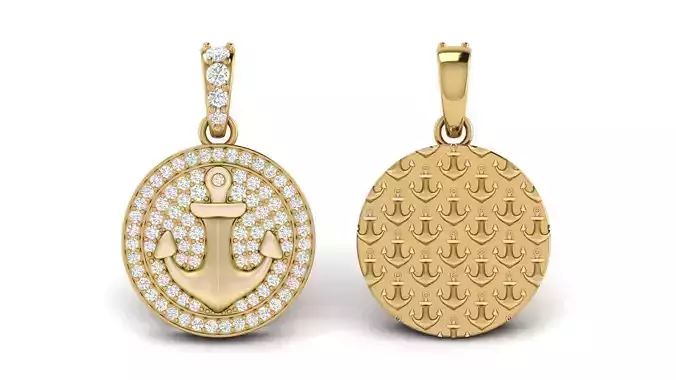 Diamond Anchor Pendant 02