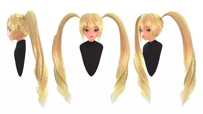 PBR ANIME HAIR LOW POLY - GAME READY Low-poly 3D model