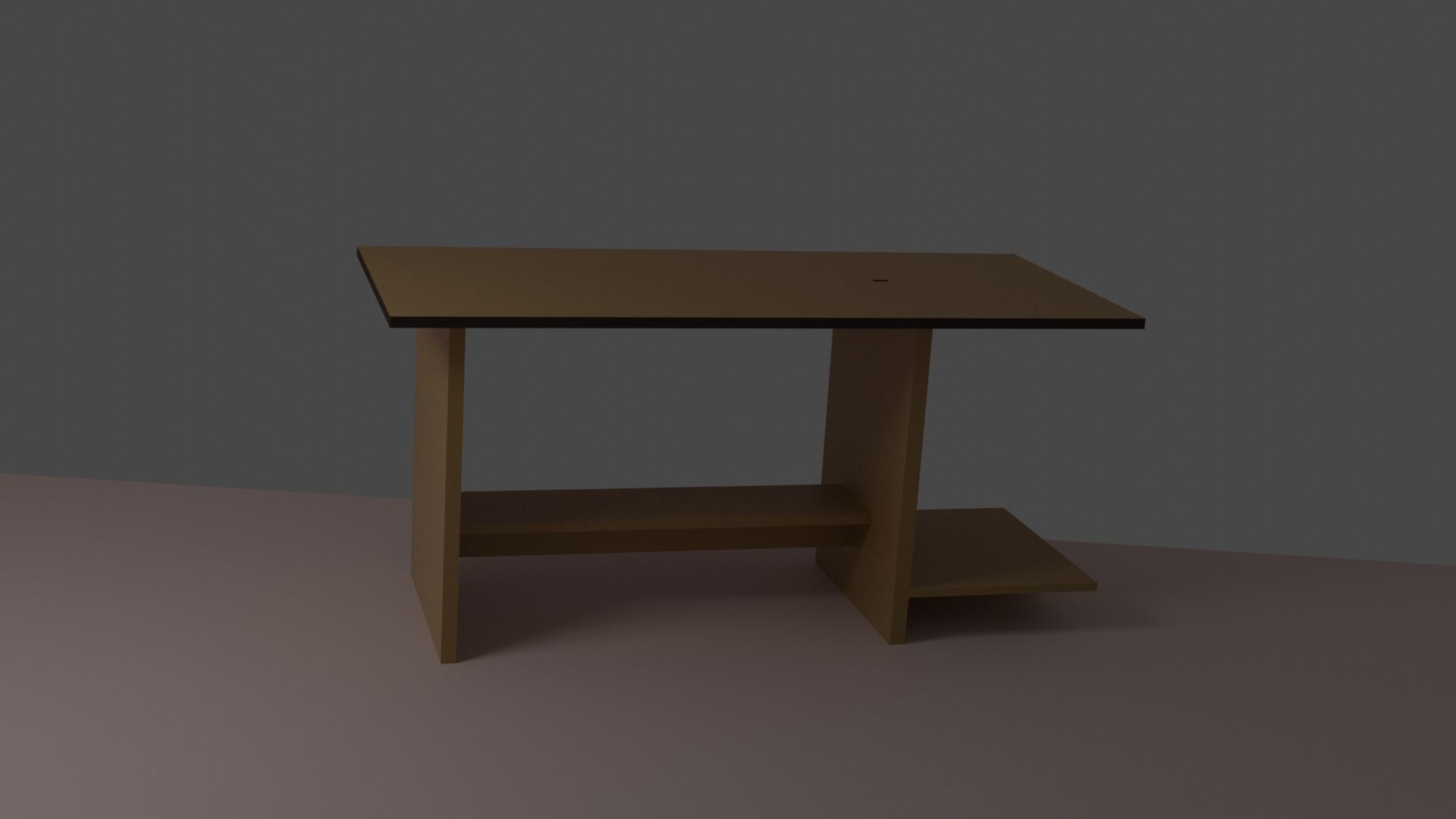 Table desk with shelf 3D model_1