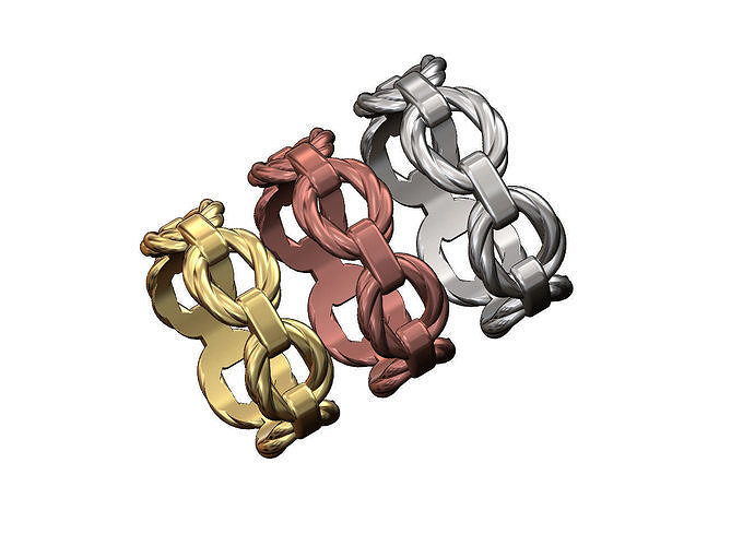 Twisted wire chain link ring 3D print model