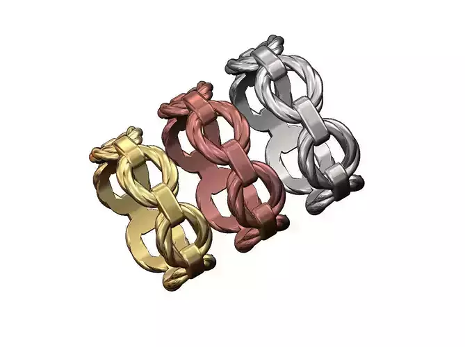 Twisted wire chain link ring 3D print model