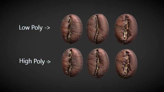 Coffee Beans Low-poly 3D model