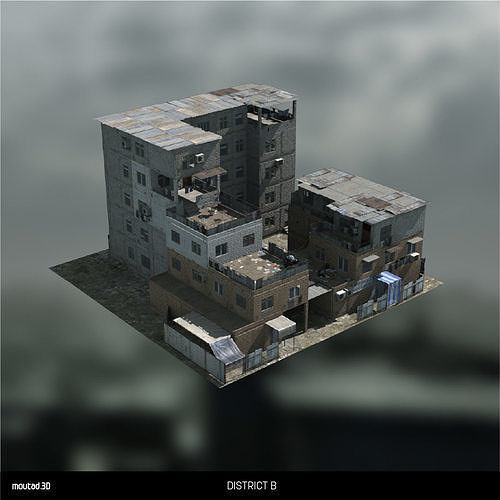 Sprawling Slums Low-poly 3D model 3