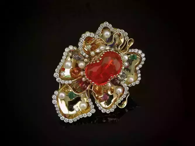 Ring with a fire opal