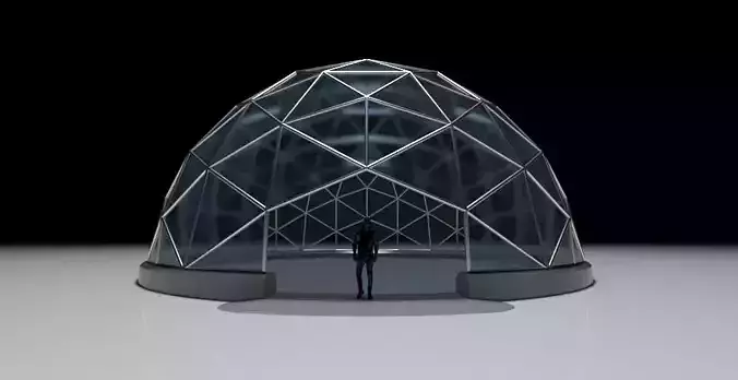 Geodesic Dome with Door Opening and enclosure Panels and Base