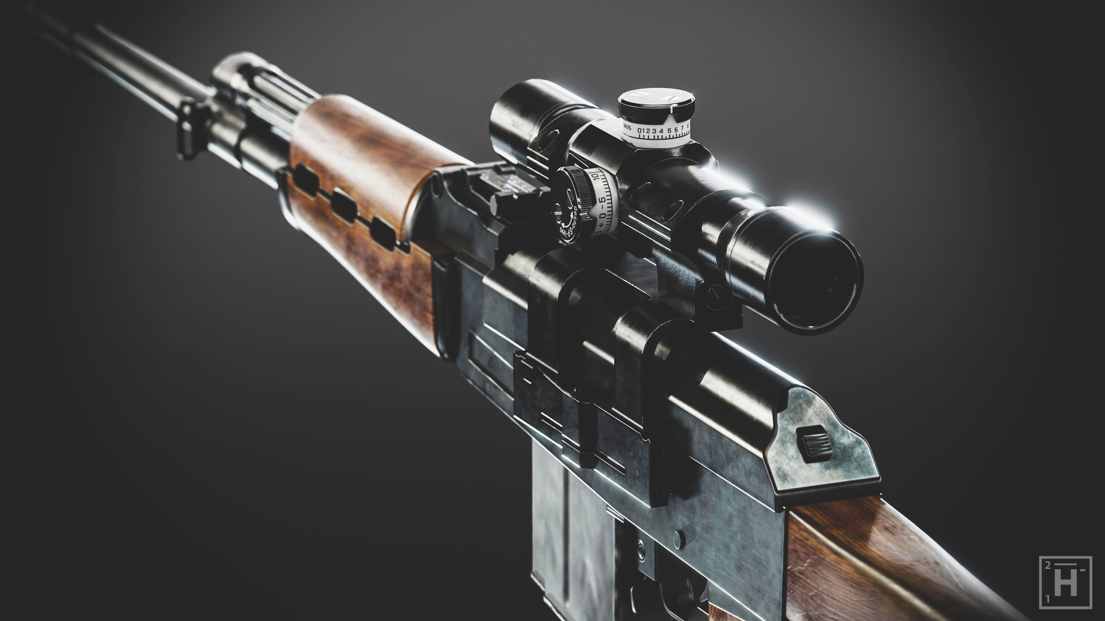 M76 DMR Low-poly 3D model_9