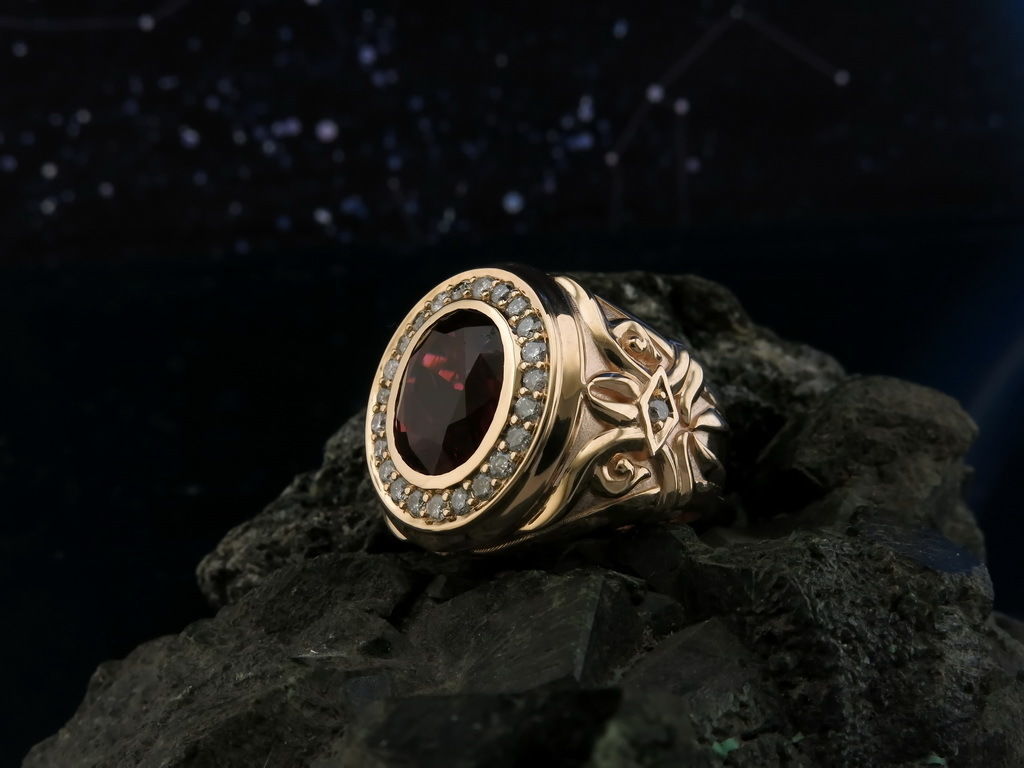 Ring with sapphire and with diamonds 3D print model_2