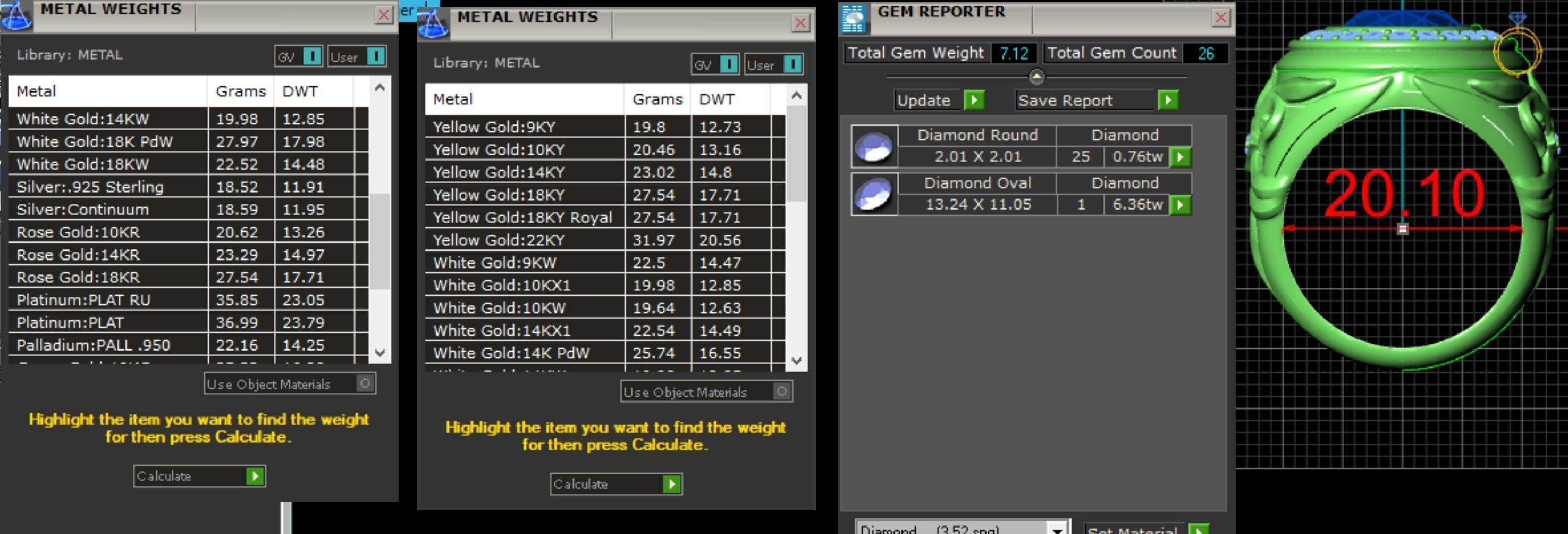 Ring with sapphire and with diamonds 3D print model_4