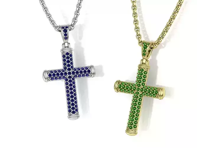Diamond Cross Necklace Classic Own design 3dmodel 