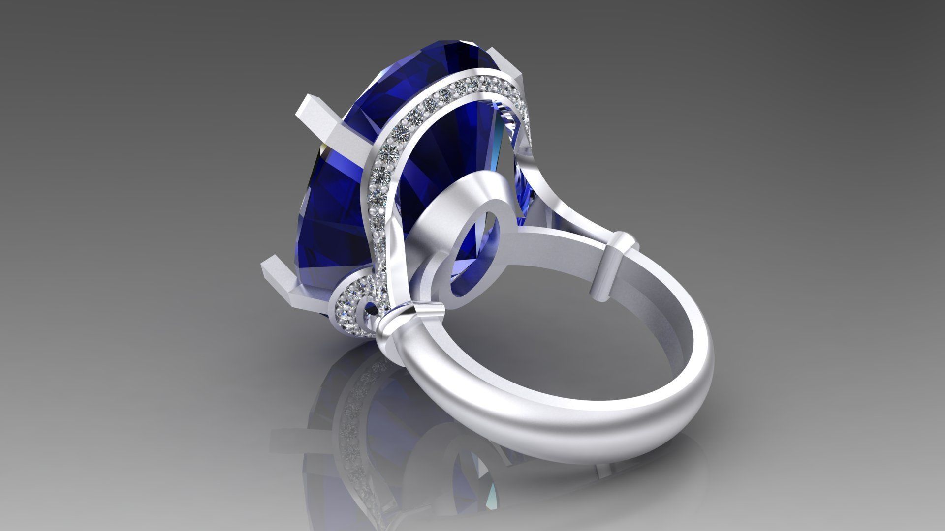 ring with a big stone 3D print model_2