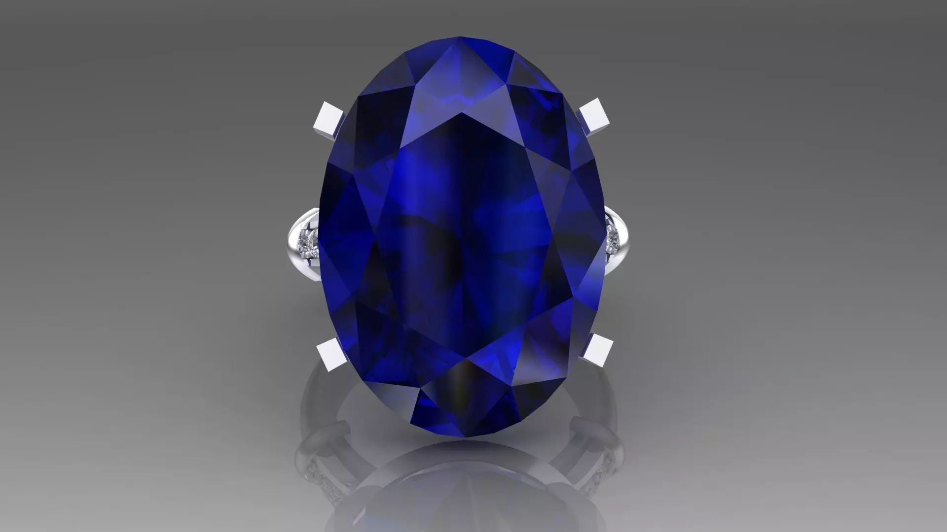 ring with a big stone 3D print model_0