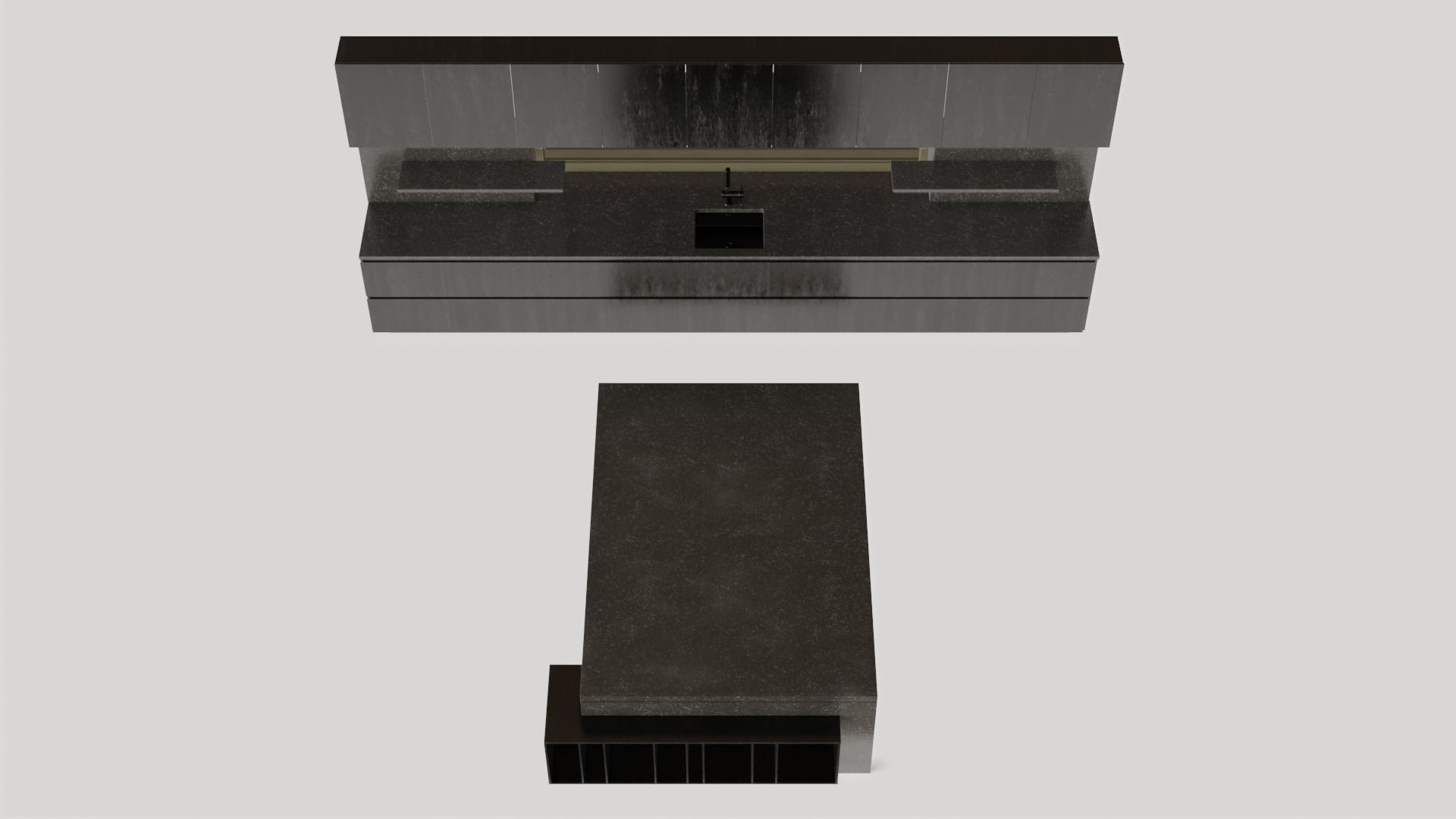 Kitchen with island and window Low-poly 3D model_6