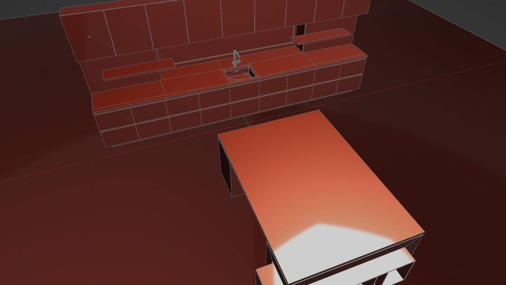 Kitchen with island and window Low-poly 3D model_11