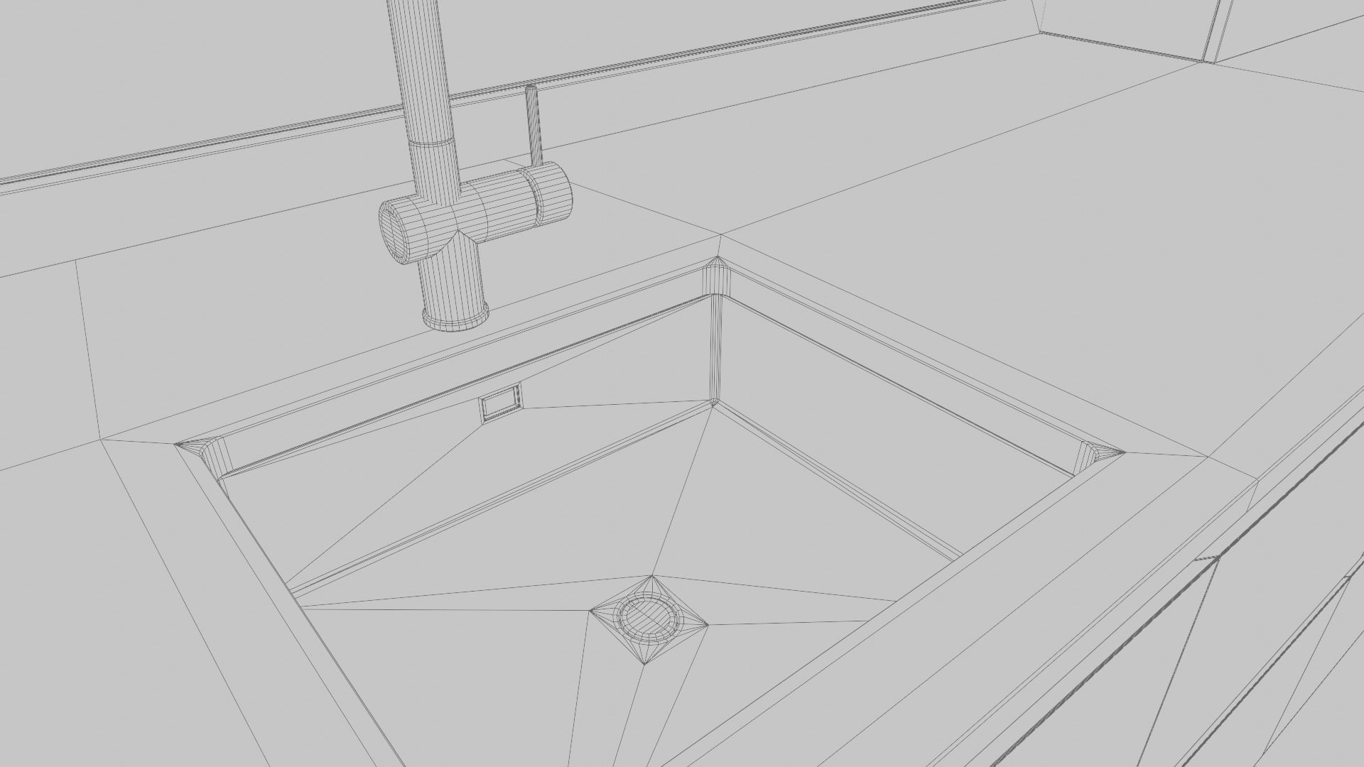 Kitchen with island and window Low-poly 3D model_12