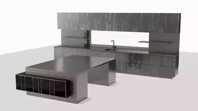 Kitchen with island and window