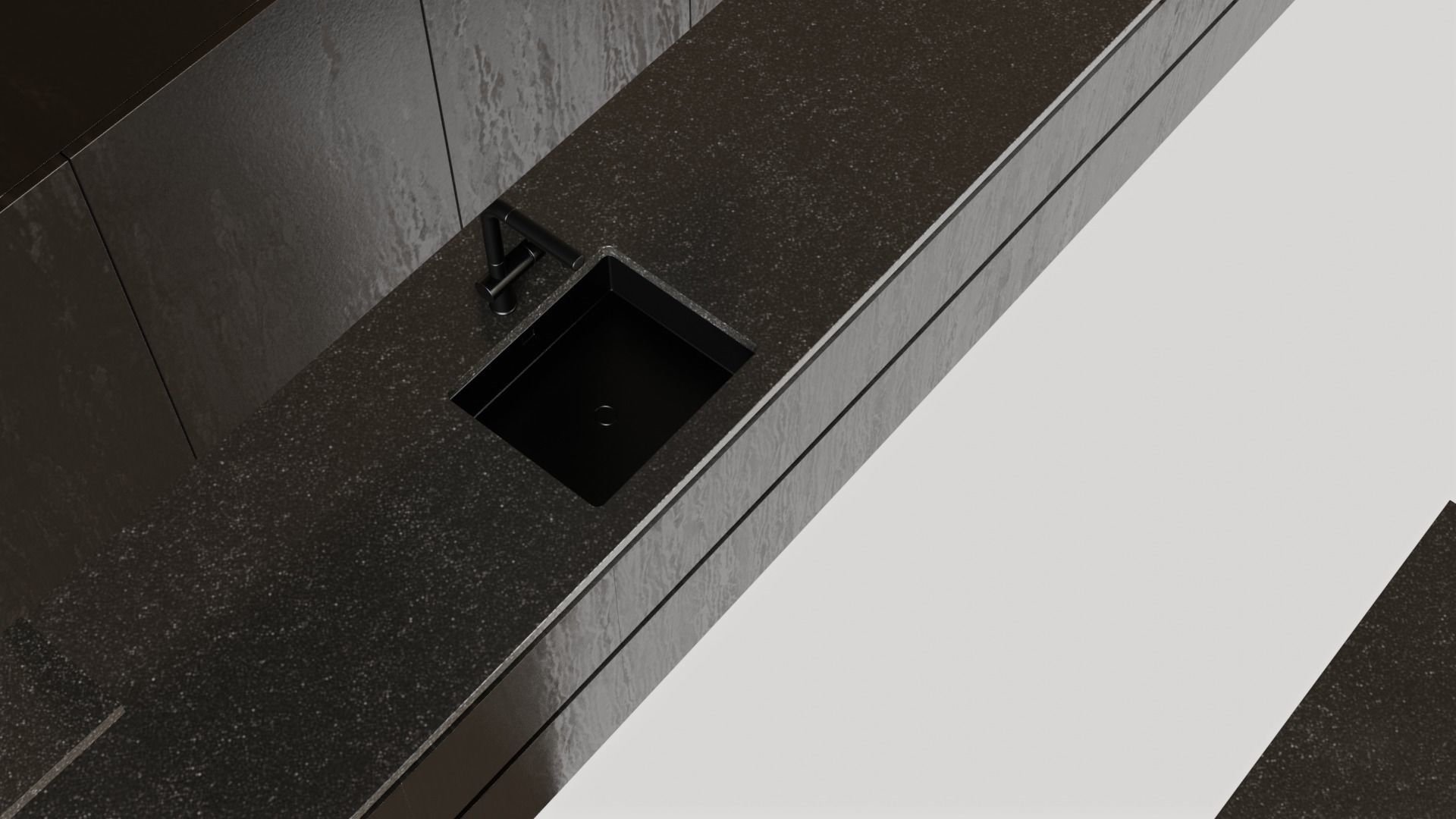 Kitchen with island and window Low-poly 3D model_5