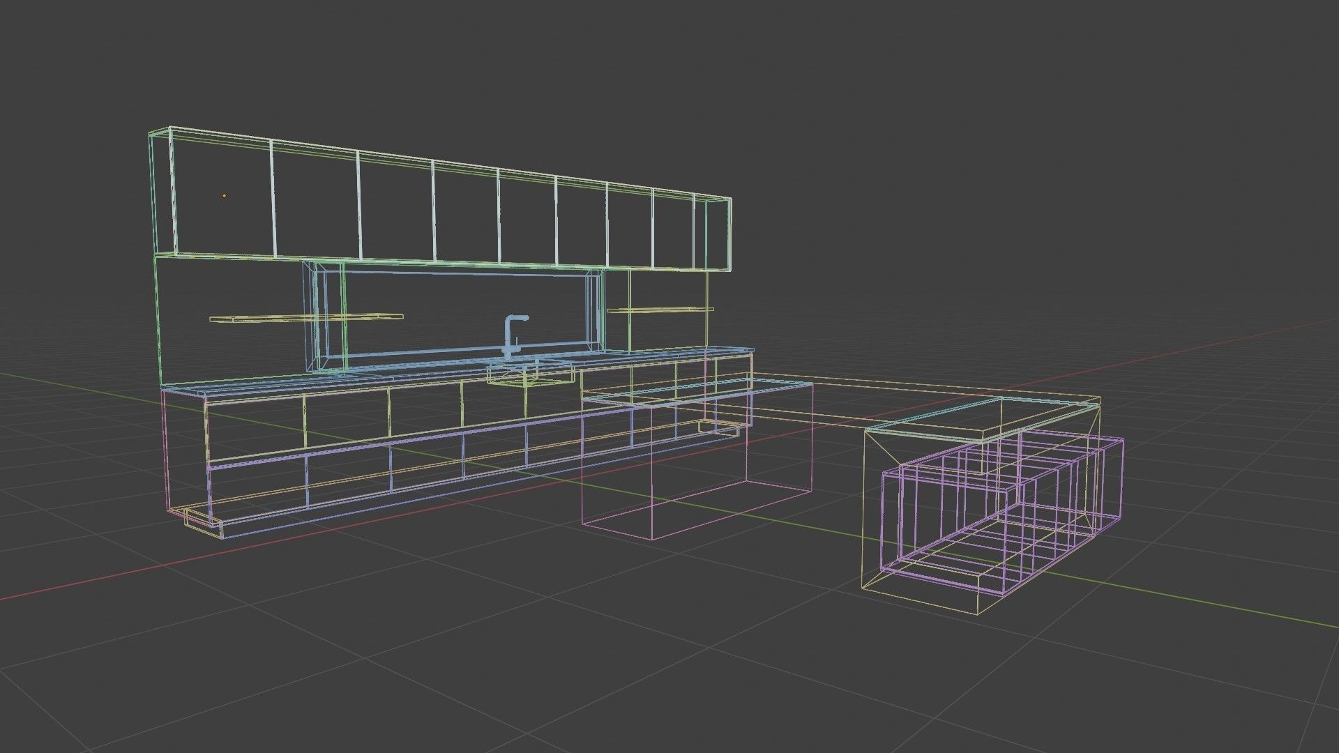 Kitchen with island and window Low-poly 3D model_14