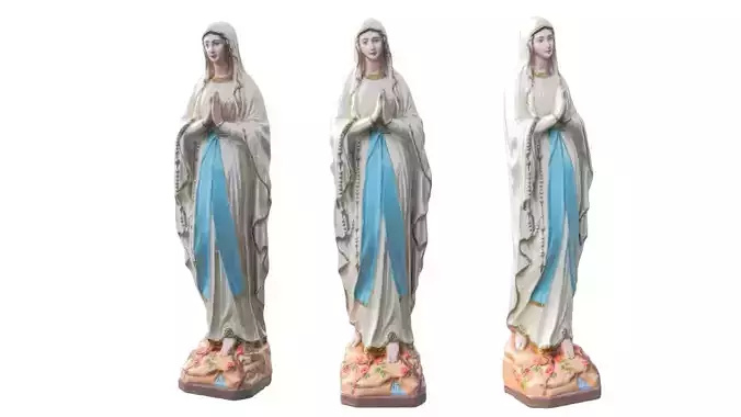 Statue - St Mary Painted Low-poly 3D model