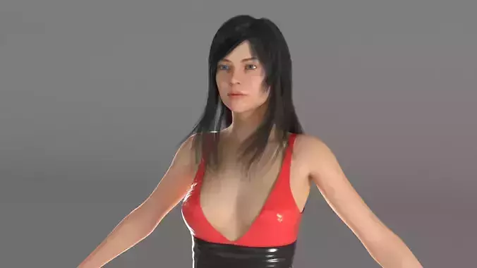 Realistic Female woman in leather dress