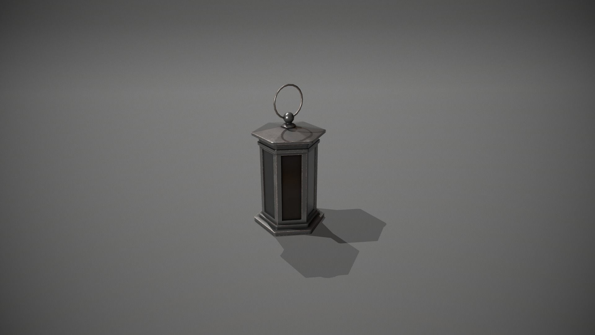 Dark Metal Antique Lantern Low-poly 3D model_1