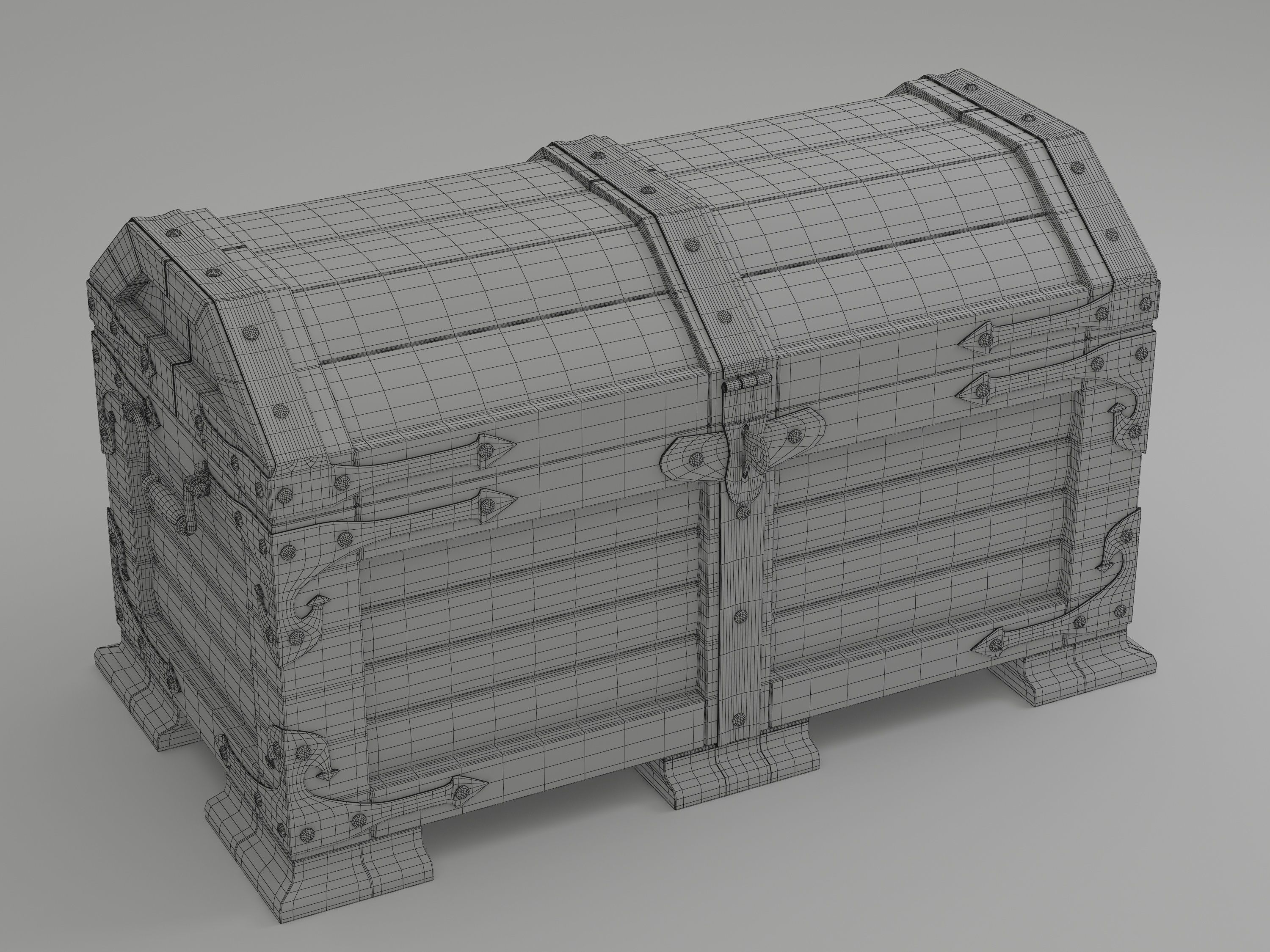 Wood chest 3D model_1