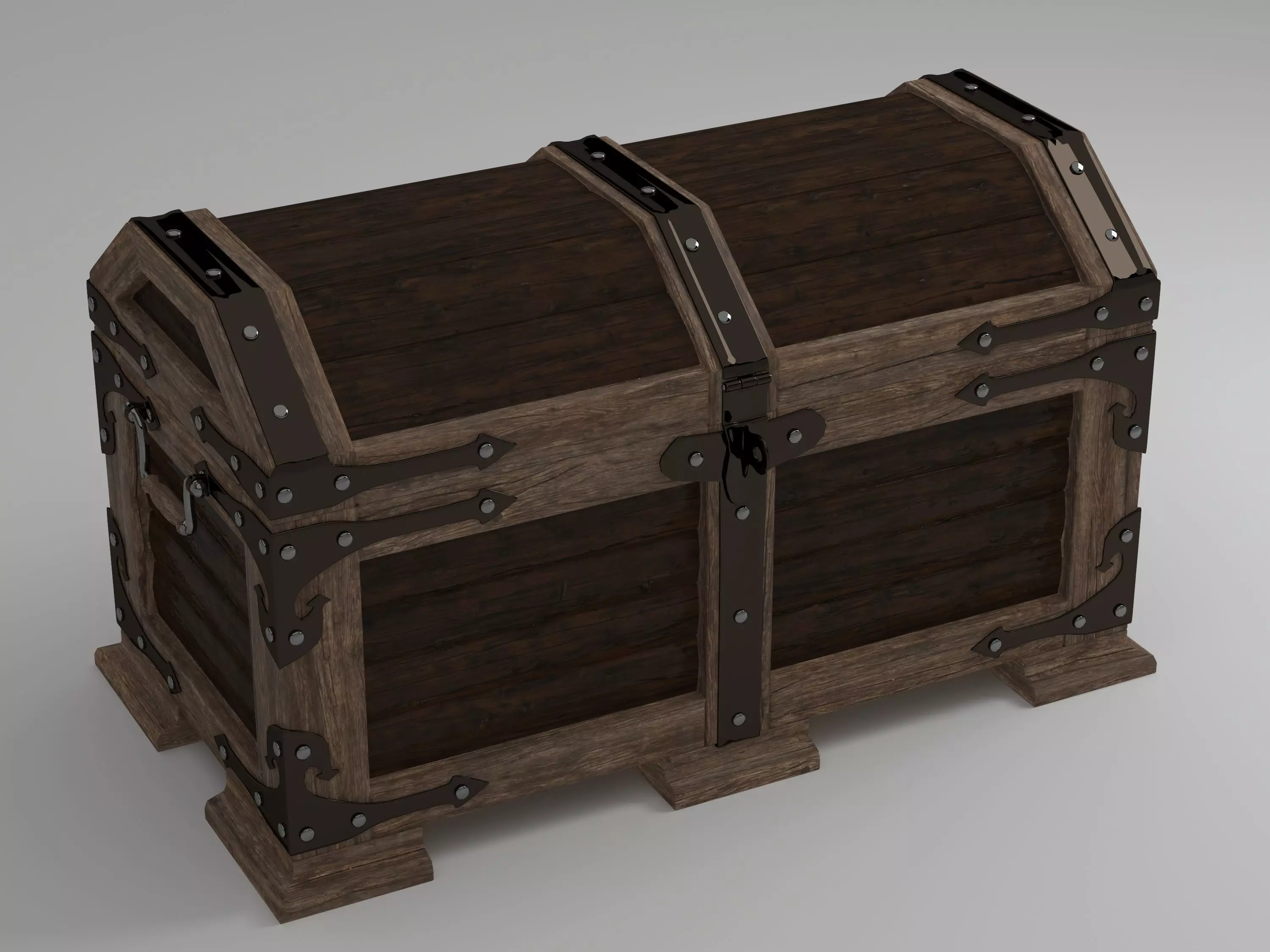 Wood chest 3D model_0