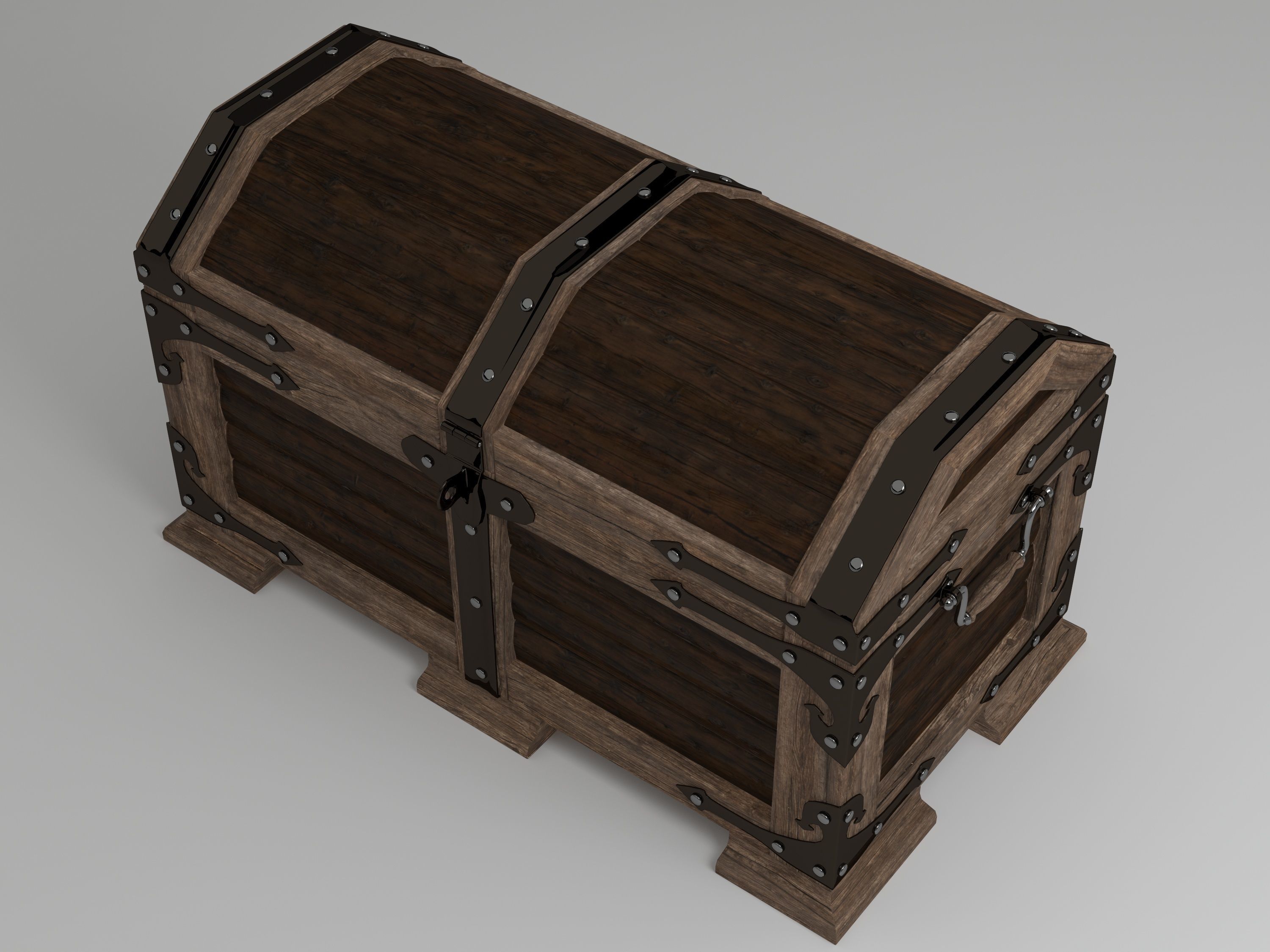 Wood chest 3D model_3