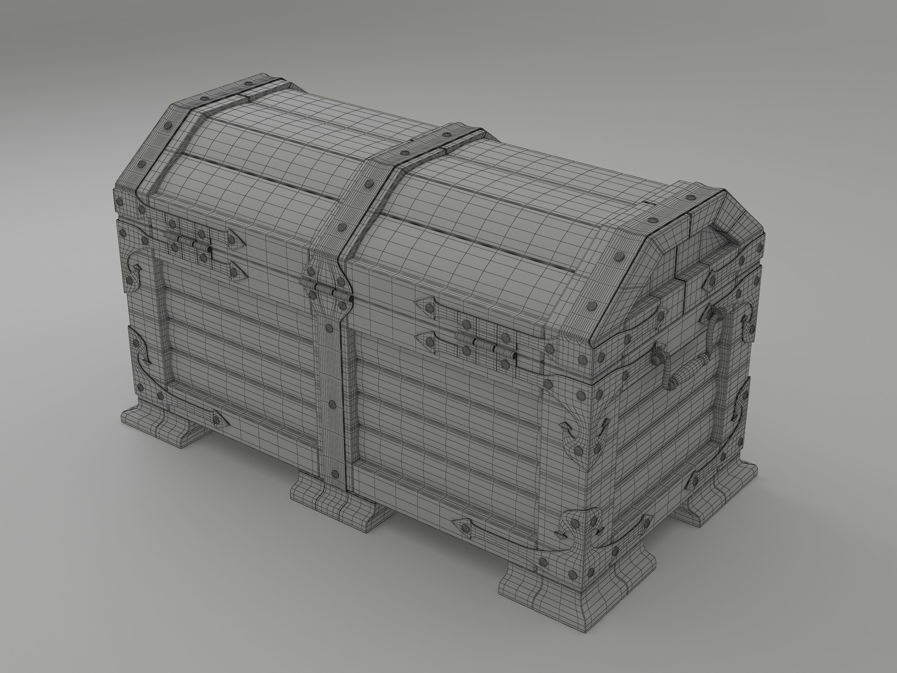 Wood chest 3D model_7