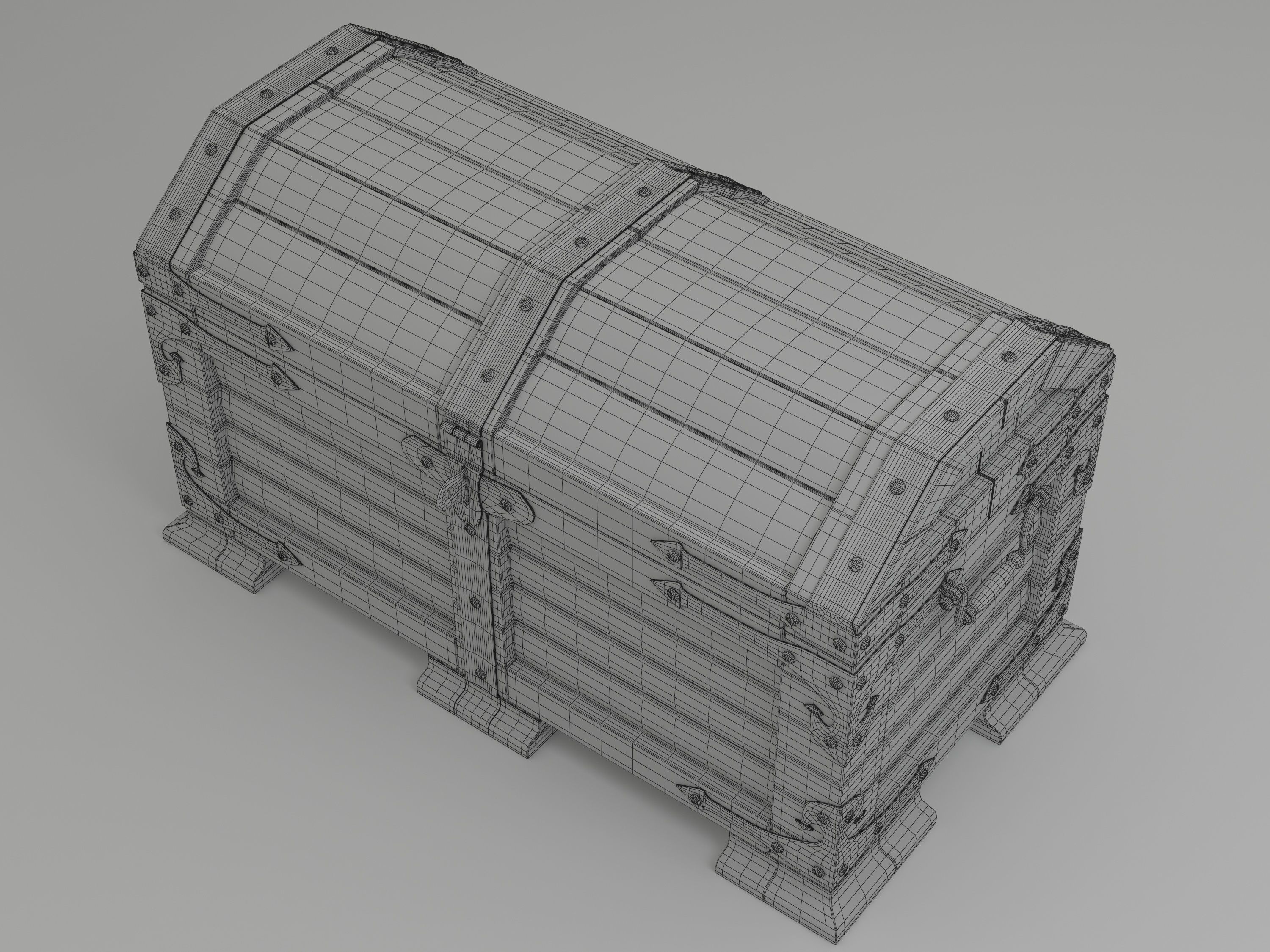 Wood chest 3D model_4