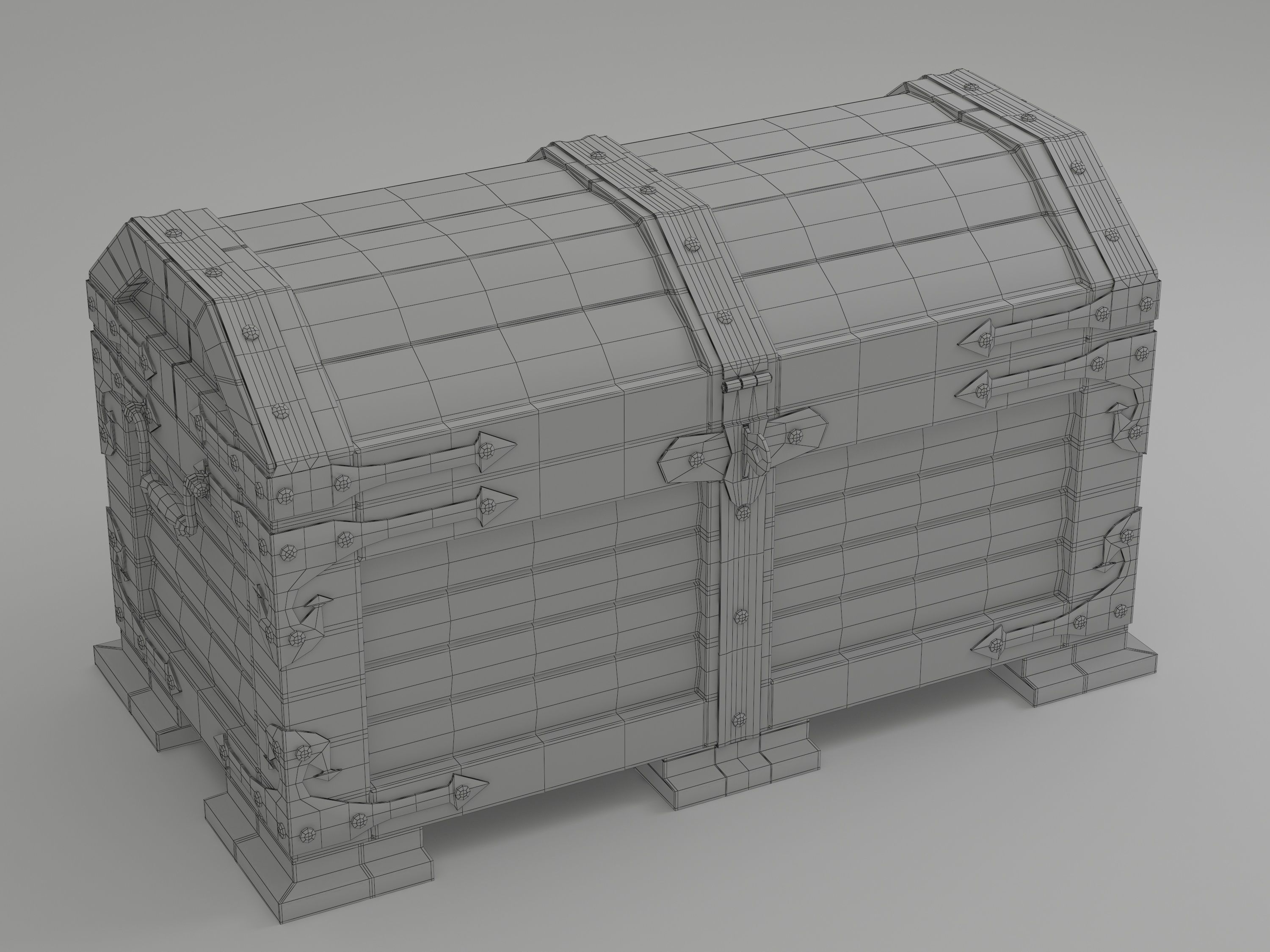 Wood chest 3D model_2