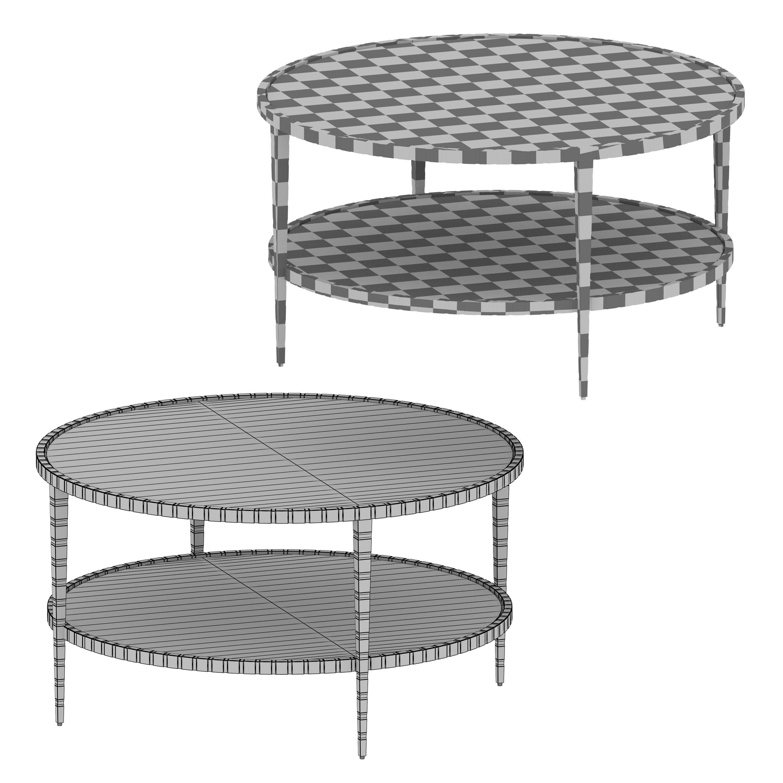 Clairemont Round Art Deco Coffee Table Crate and Barrel 3D model_12
