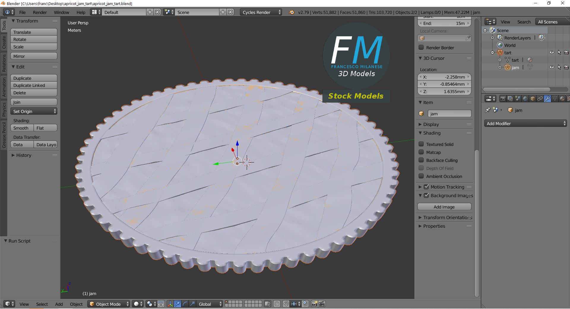 Apricot jam tart 3D model_9