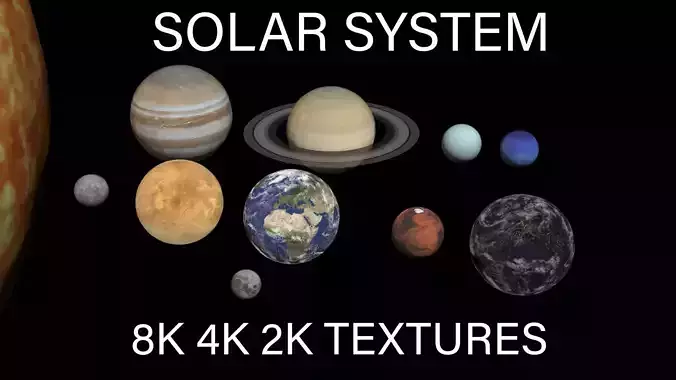 8K PBR Solar System Planets Low-poly 3D model 8K PBR Solar System Planets Low-poly 3D model