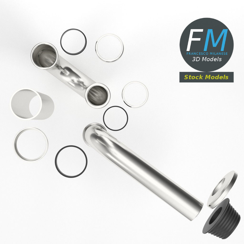 Basin sink siphon 3D model_6